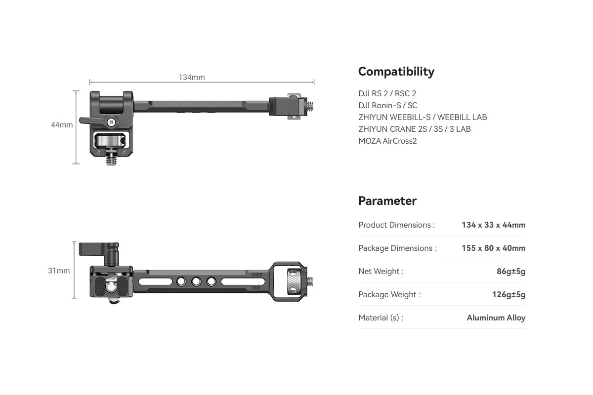 SmallRig Adjustable Monitor Mount for Selected DJI & Zhiyun & Moza Handheld Gimbal Stabilizers