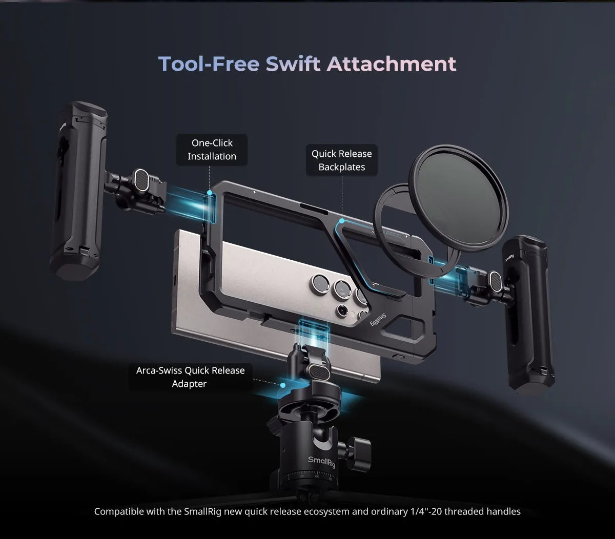 SmallRig Phone Cage for Samsung Galaxy S24 Ultra , HawkLock Quick Release System Cage Kit,with Magnetic Filter Attachment 4601