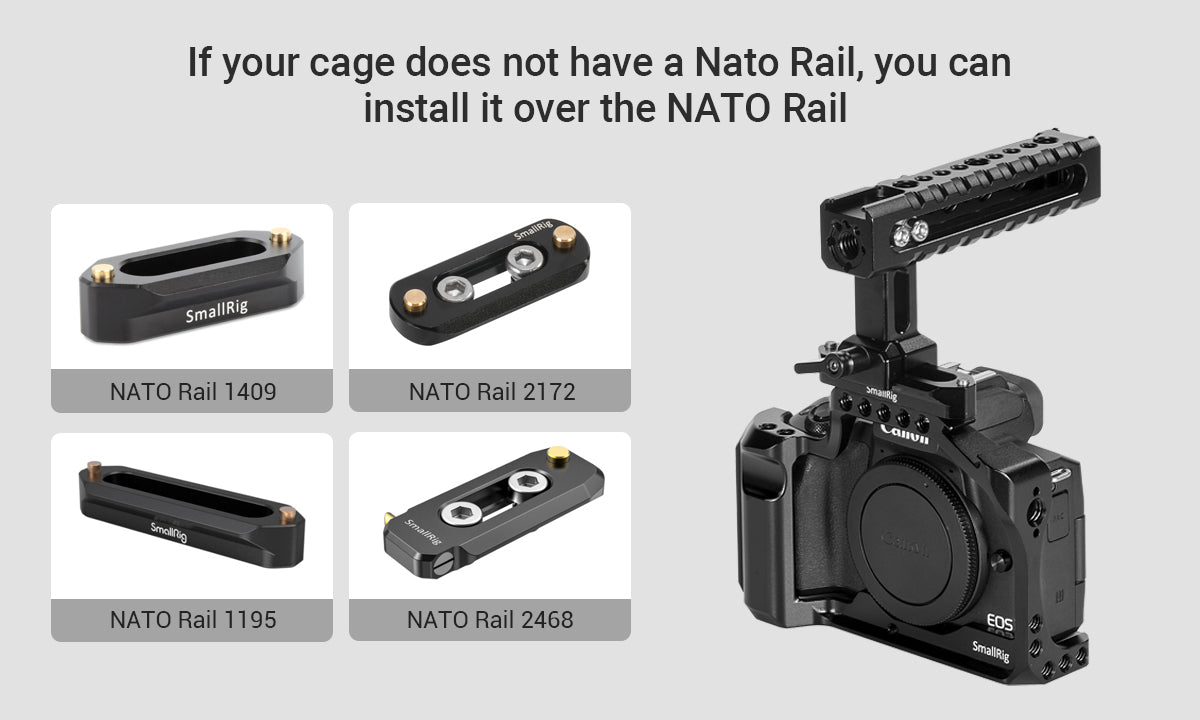 SmallRig Lightweight NATO Top Handle Quick Release NATO Grip for Sony Top Handle with 5 Cold Shoe Adapters and NATO Clamp
