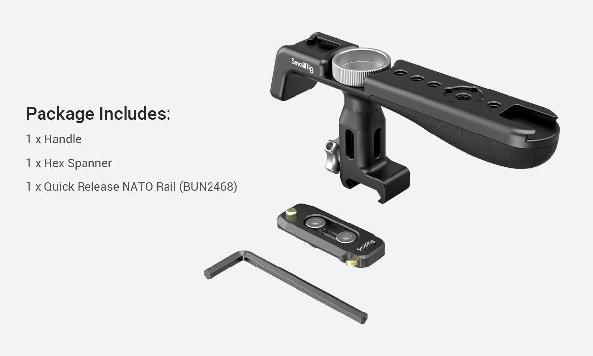 SmallRig Lightweight NATO Top Handle Quick Release NATO Grip for Sony Top Handle with 5 Cold Shoe Adapters and NATO Clamp