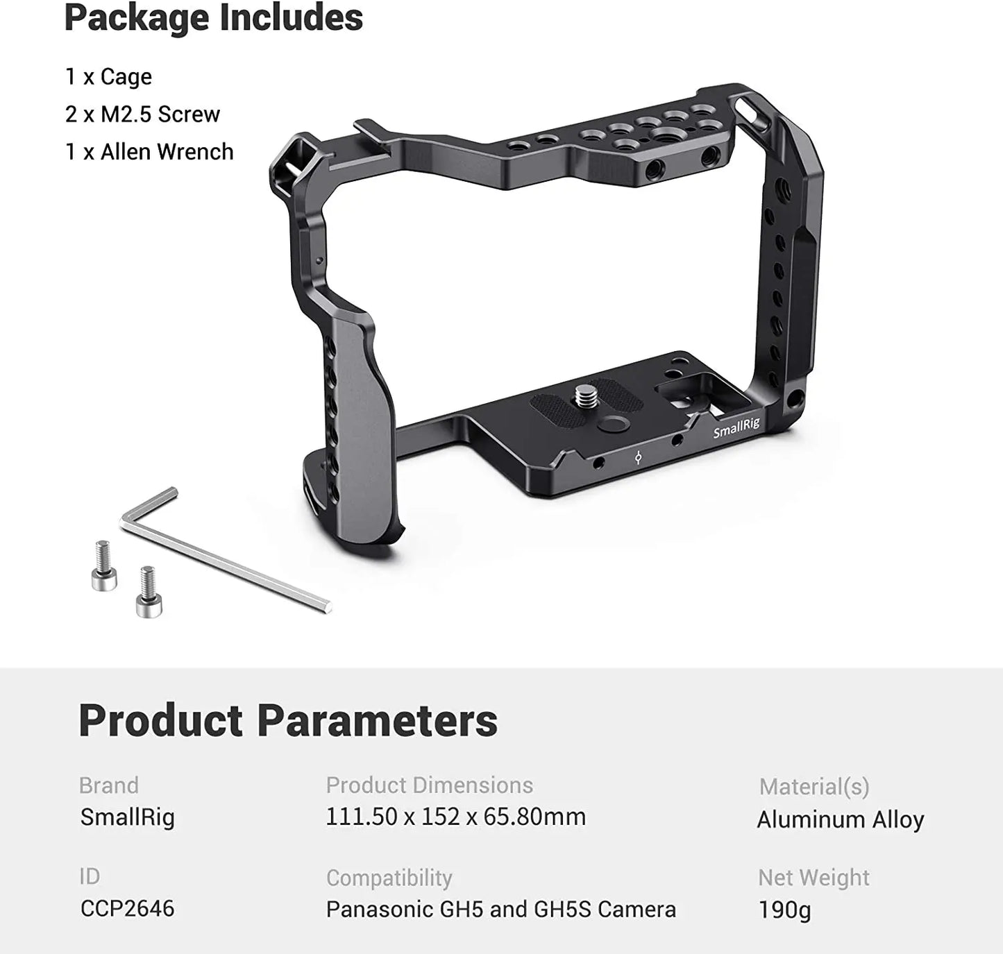 SmallRig Camera Cage for Panasonic GH5 & GH5S W/ Cold Shoe