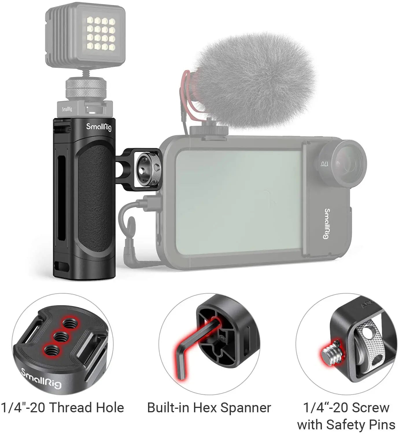 SmallRig Universal Mobile Phone Cage Handle Lightweight Side Handle for iphone 14 Pro/14 Pro Max for iPhone 15 Phone Cage 2772