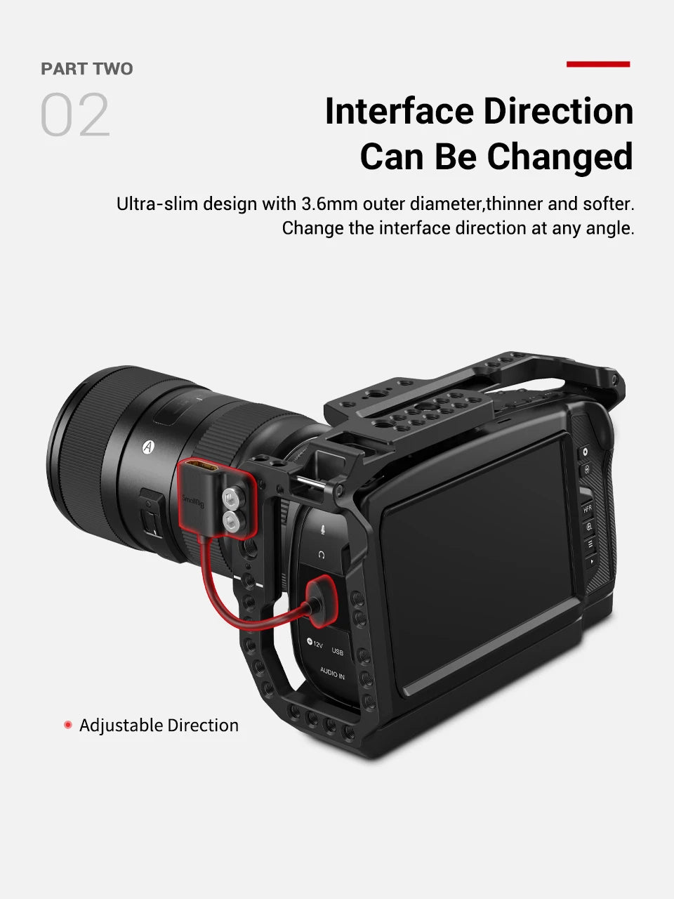SmallRig Ultra Slim 4K Adapter Cable A to A/C to A /D TO A for BMPCC 4K & 6K/for Sony A7SIII/for Panasonic 3019/3020/3021