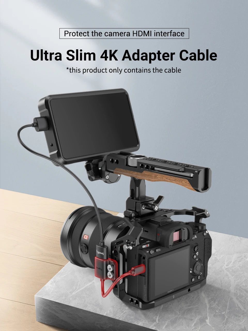 SmallRig Ultra Slim 4K Adapter Cable A to A/C to A /D TO A for BMPCC 4K & 6K/for Sony A7SIII/for Panasonic 3019/3020/3021