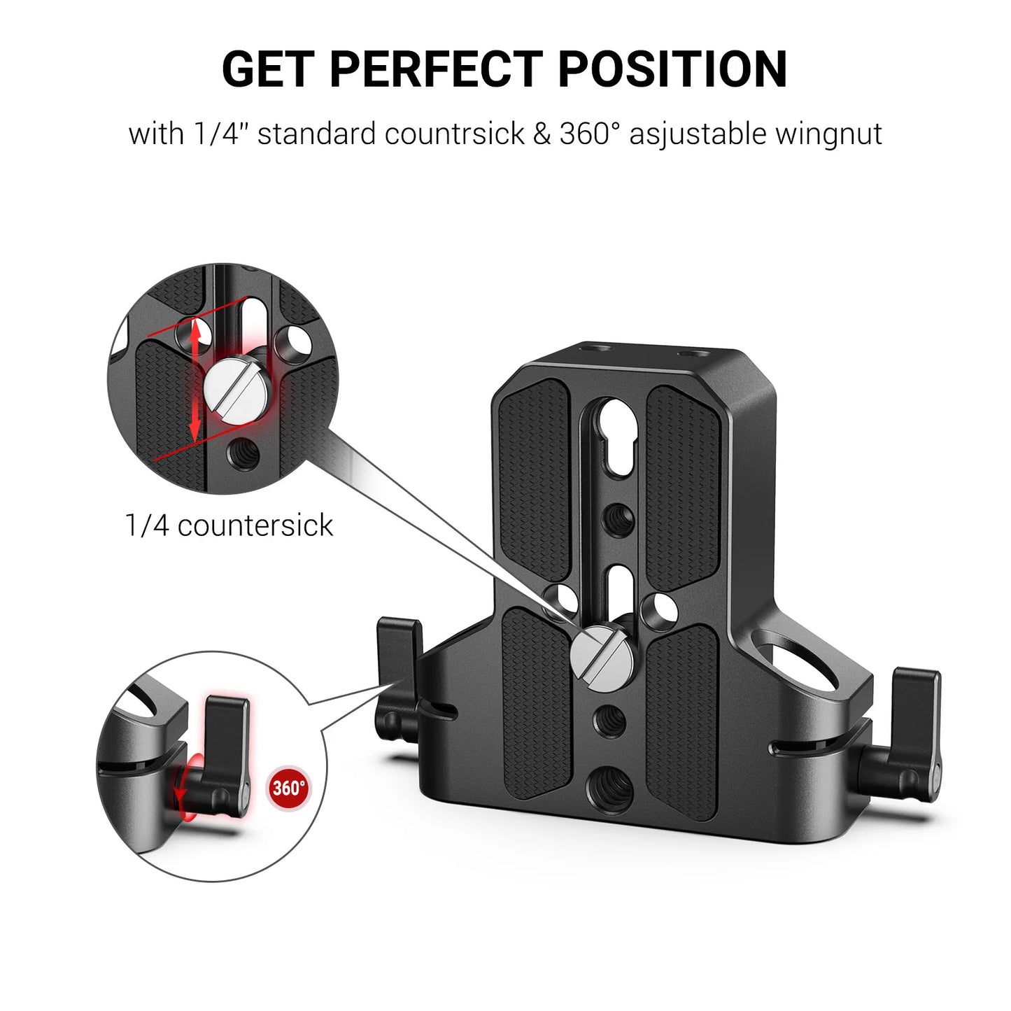SmallRig Universal Camera Base Plate with 15mm Rod Rail Clamp for Sony A6500/A6600 for Panasonic GH5 For Sony Camera Cage