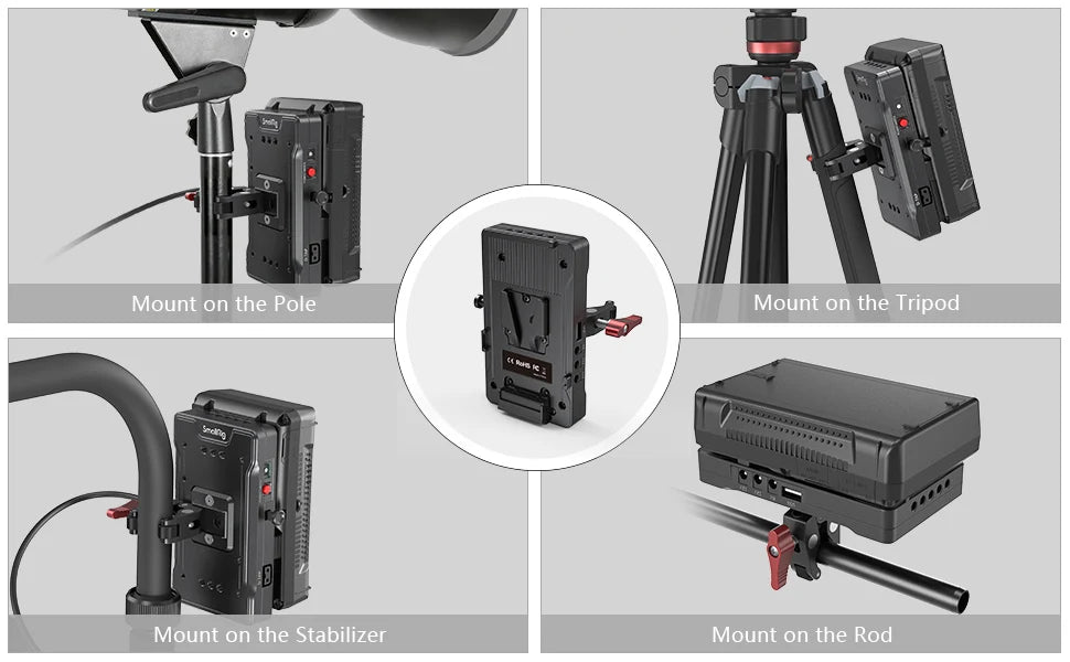 SmallRig V Mount Battery Adapter Plate with Crab-Shaped/Crab-Shaped /Adjustable Arm Clamp 3202/3203/3204