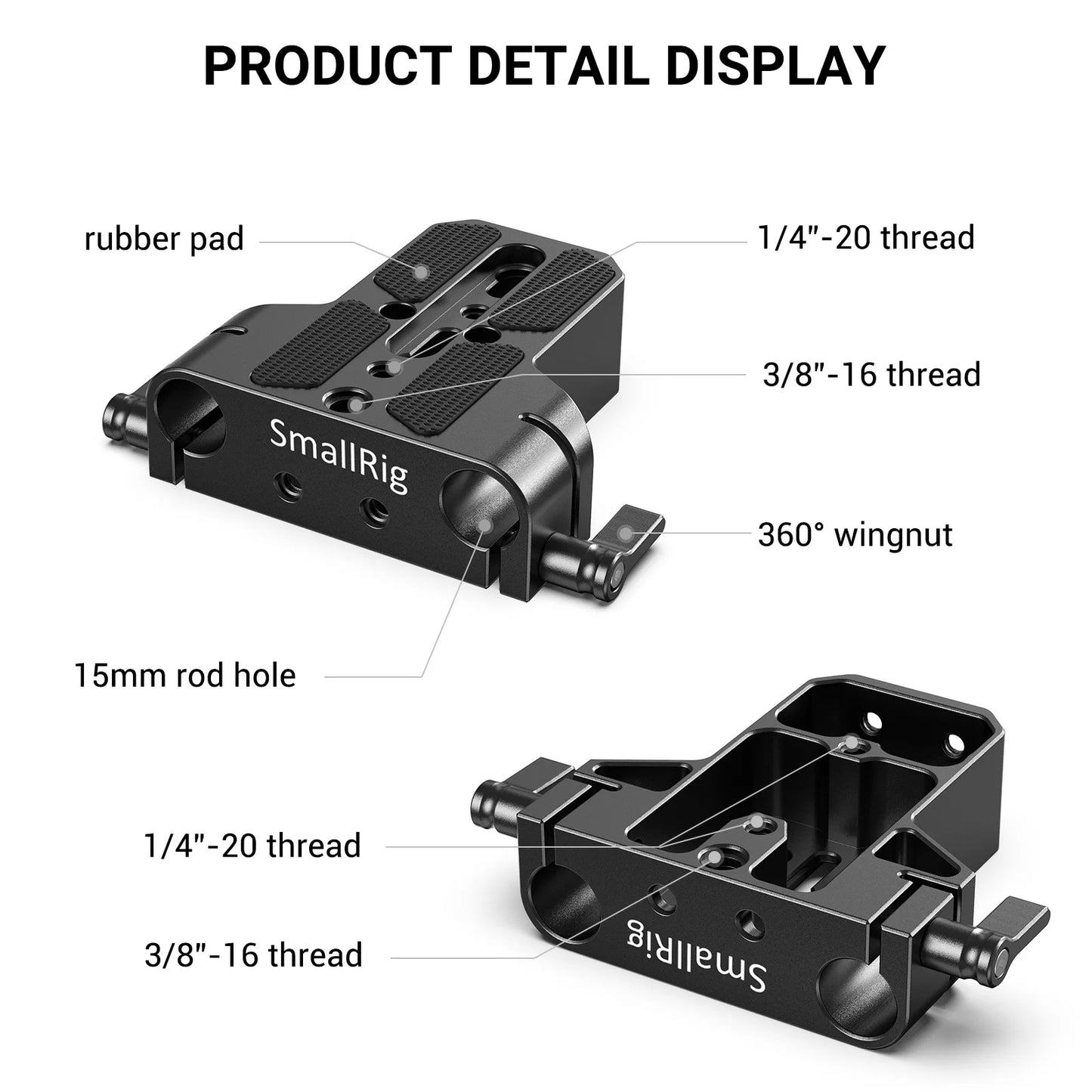 SmallRig Universal Camera Base Plate with 15mm Rod Rail Clamp for Sony A6500/A6600 for Panasonic GH5 For Sony Camera Cage