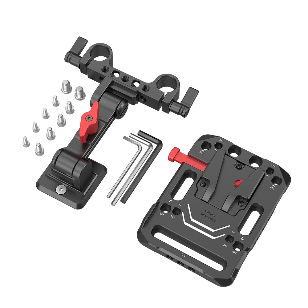 SmallRig V Mount Battery Plate, V-Lock Mount Battery Plate with 15mm Rod Clamp & Adjustable Arm for Power Supply - 2991