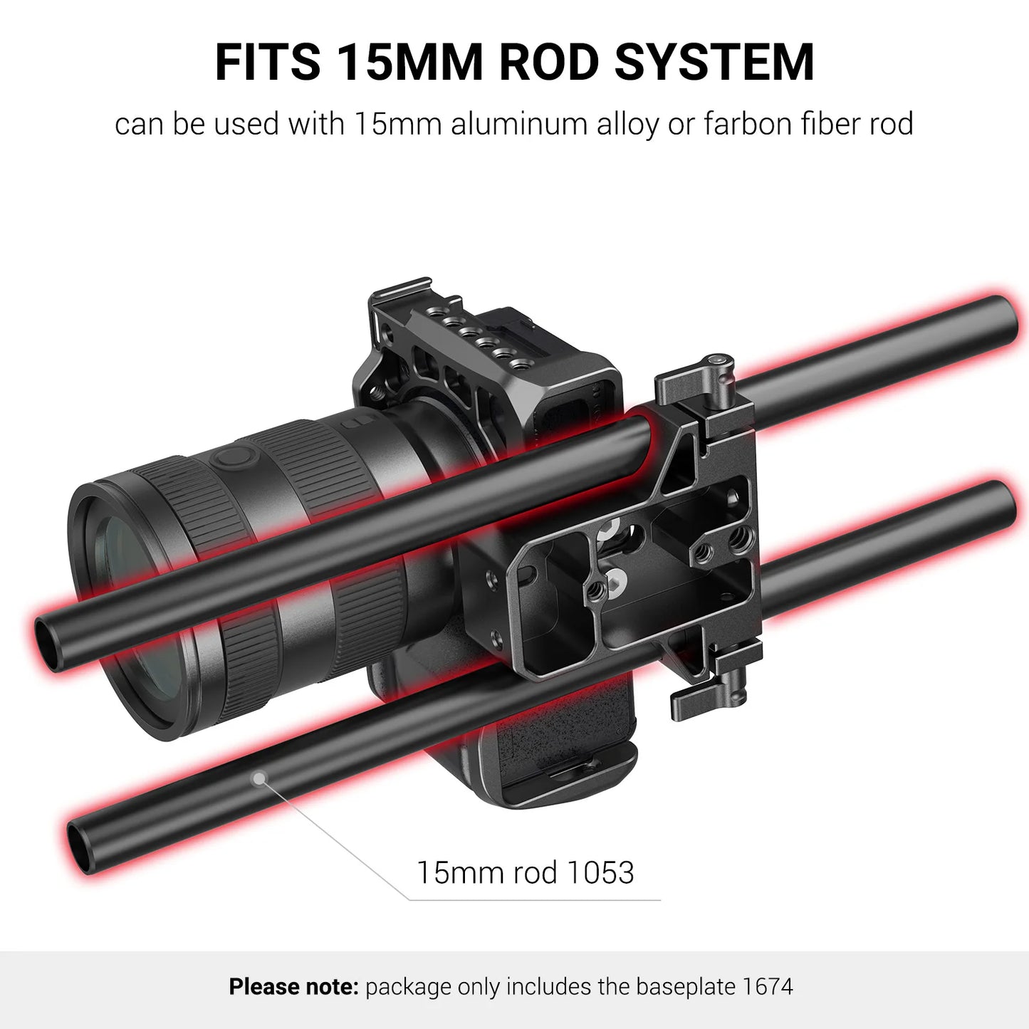 SmallRig Universal Camera Base Plate with 15mm Rod Rail Clamp for Sony A6500/A6600 for Panasonic GH5 For Sony Camera Cage