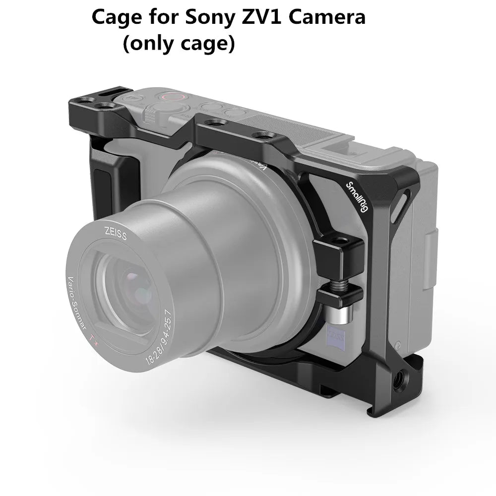 SmallRig Light Weight Cage for Sony ZV1 Camera with Wooden Handgrip for Sony ZV1 Camera Vlogging Cage 2938