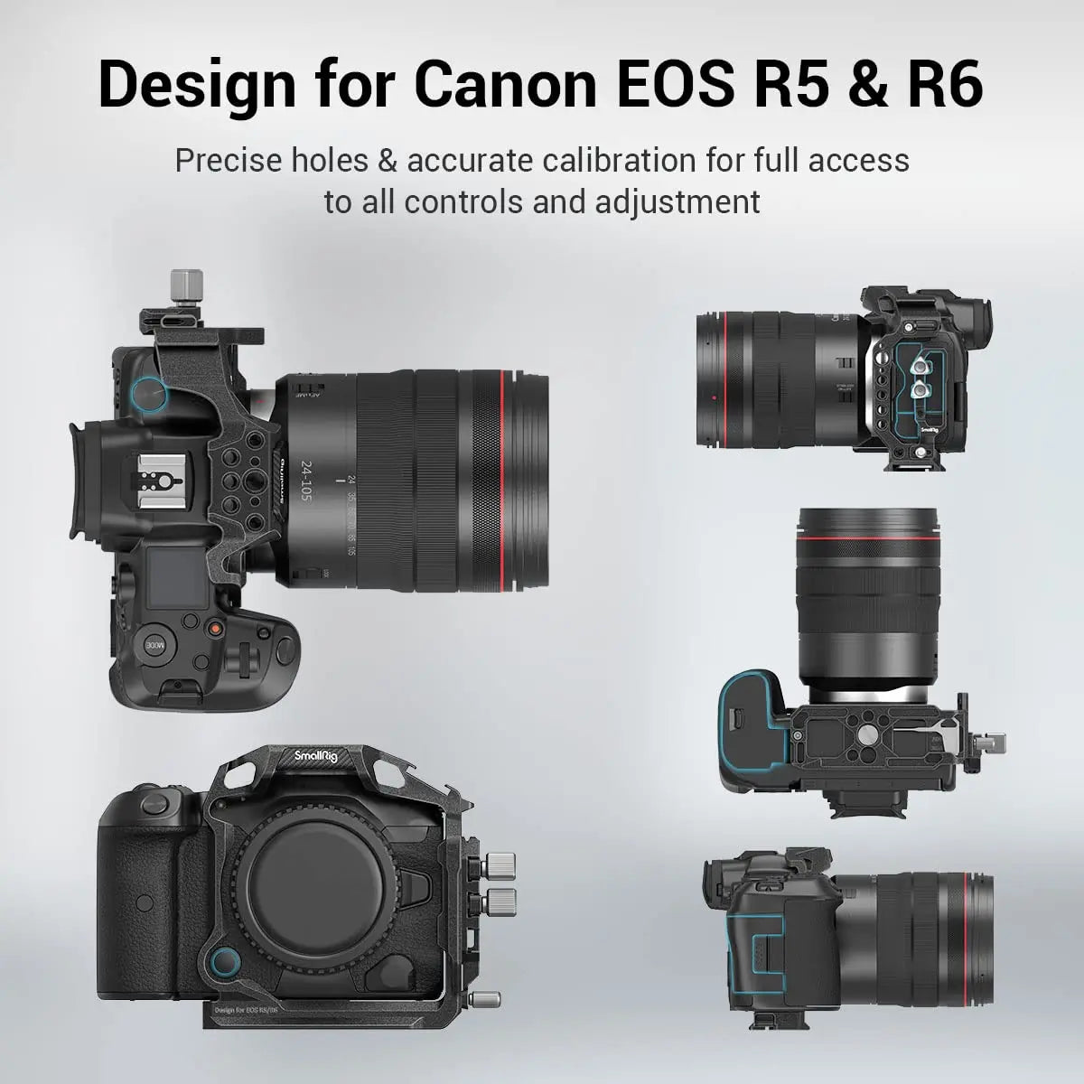 SmallRig “Black Mamba“ Camera Half Cage & Cable Clamp for Canon EOS R5 & R5C & R6