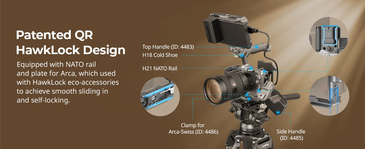 SmallRig FX3 / FX30 Advanced Cage Kit, HawkLock Quick Release Cage Kit for Sony FX3 / FX30 with Top Handle, Cable Clamp 4771