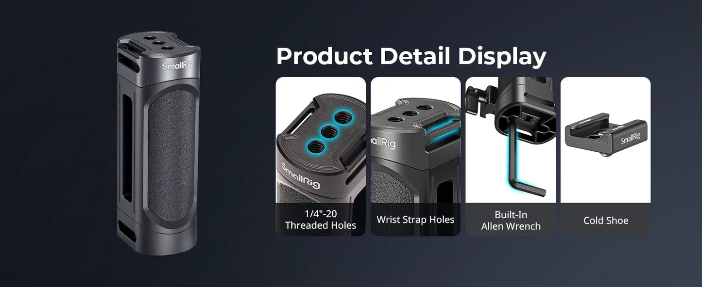 SmallRig mini Side Handle Kit with One Handle and Two Handle Adapters, One Cold Shoe for Sony for Canon for FUJIFILM Camera