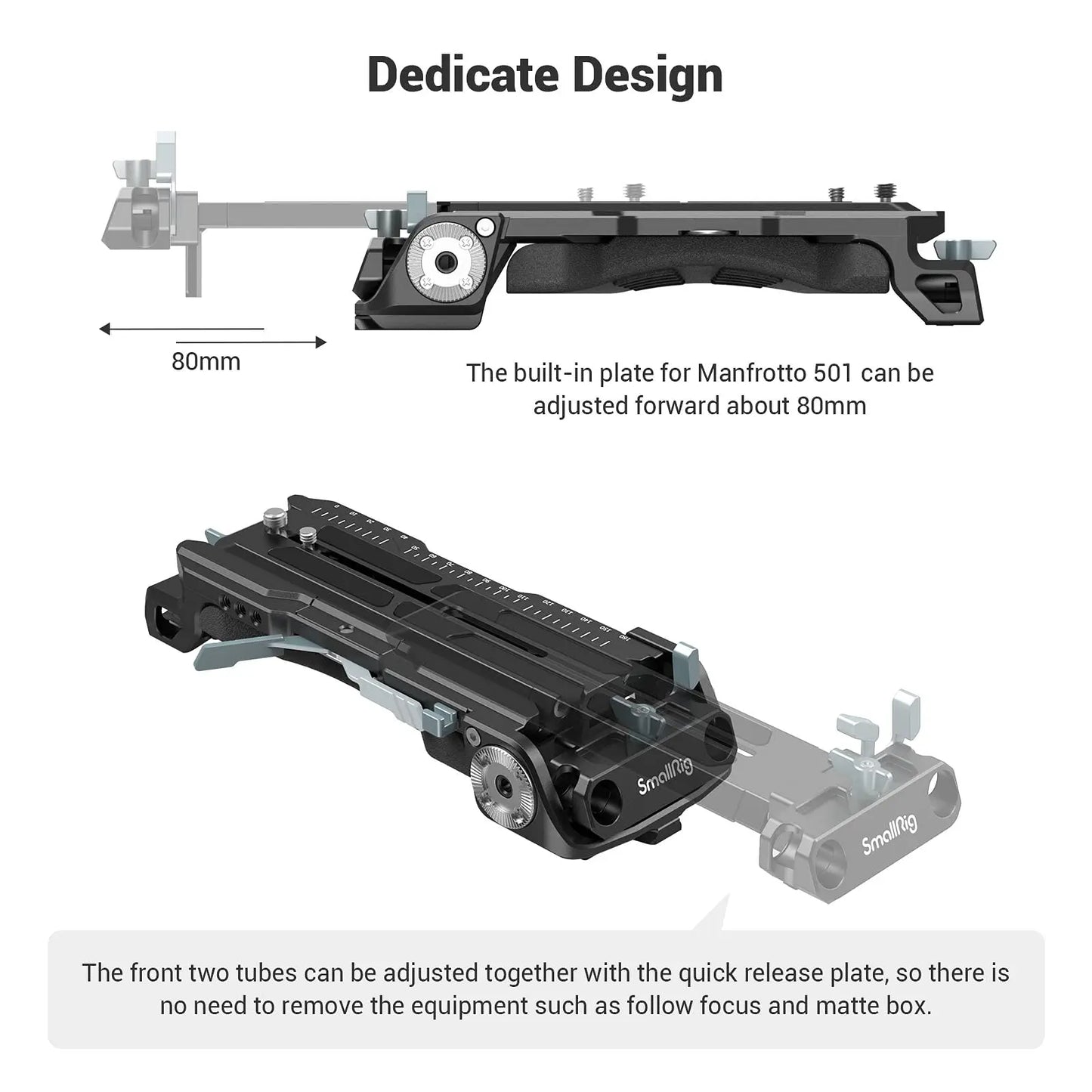 SMALLRIG Quick Release Shoulder Plate for Sony VCT-14 Tripod Adapter with Rosettes Built-in Flat Wrench Shoulder Pad Pro 2837B