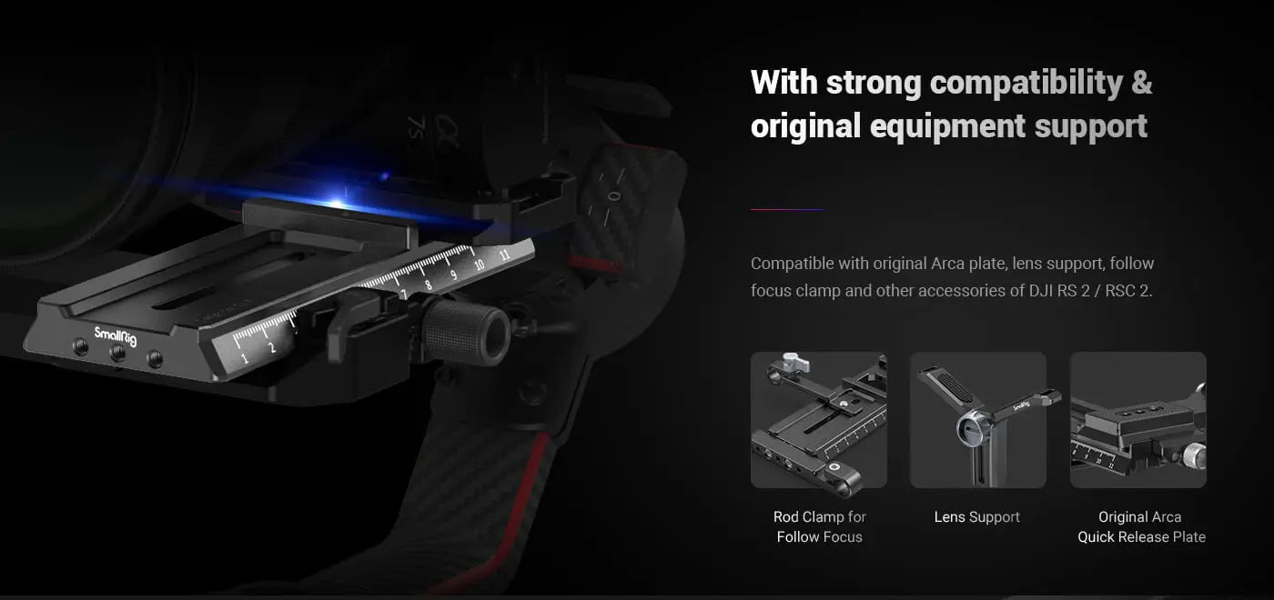 SmallRig Quick Release Plate for DJI RS 2/ RSC 2 / RS 3 / RS 3 Pro / RS 4 / RS 4 Pro Gimbal with Arca-Swiss Perfectly Match 3061