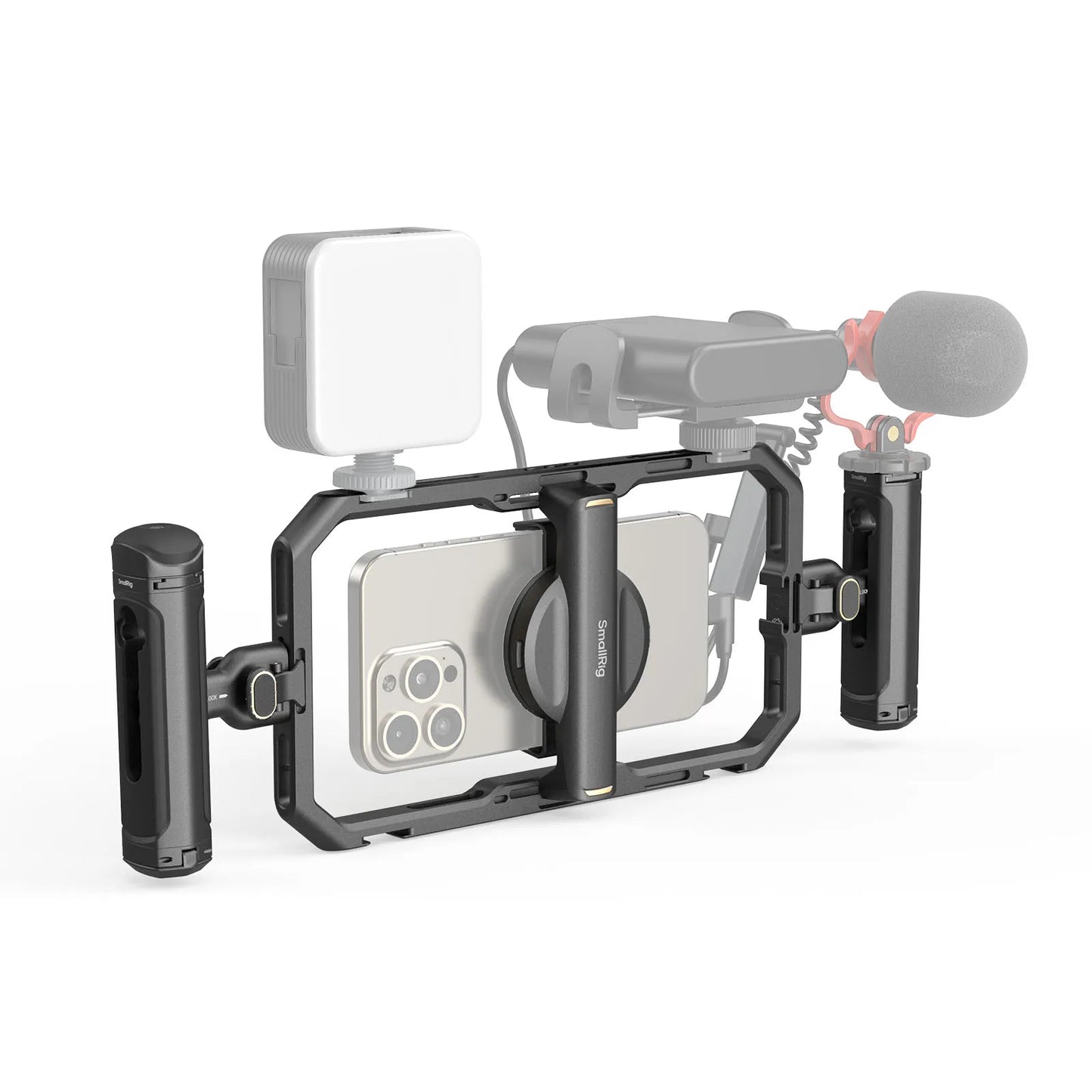 SmallRig Universal All-in-One Video Cage Kit,Aluminum Smartphone Video Rig Kit with Wireless Control Dual Handles for Smartphone