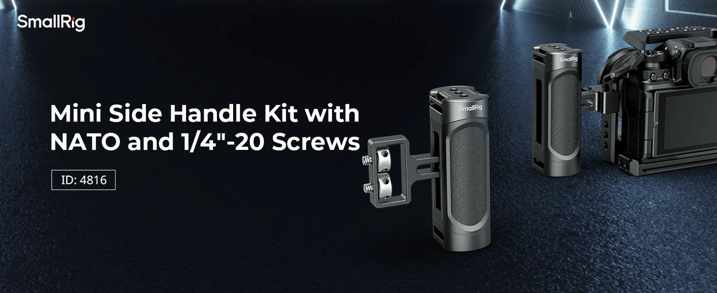 SmallRig mini Side Handle Kit with One Handle and Two Handle Adapters, One Cold Shoe for Sony for Canon for FUJIFILM Camera