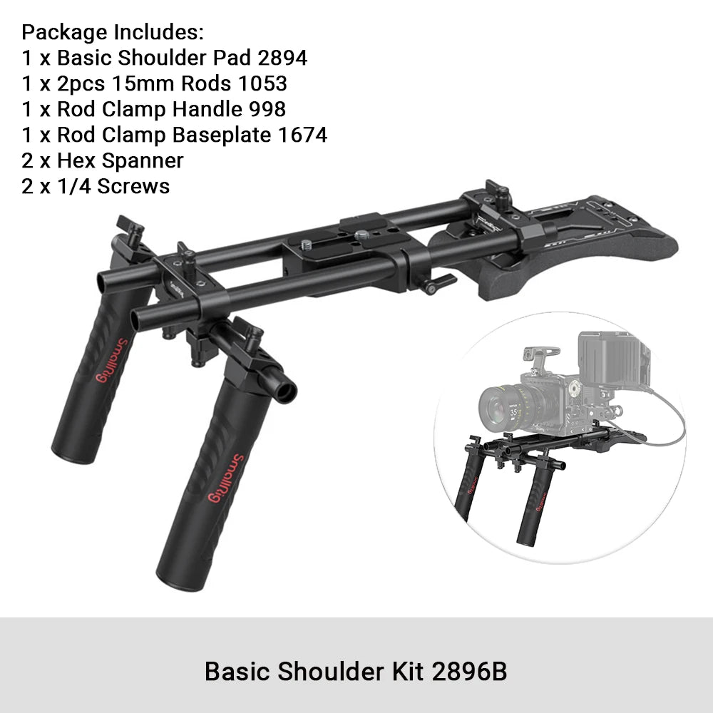 SmallRig Universal Shoulder Platform Kit Camera Shoulder Rig 15mm Rod Support System Camera for DSLR Camcorder 2896C