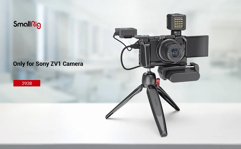 SmallRig Light Weight Cage for Sony ZV1 Camera with Wooden Handgrip for Sony ZV1 Camera Vlogging Cage 2938