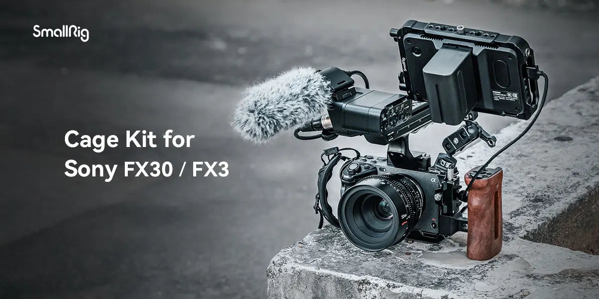 SmallRig Handheld Cage for Sony FX30 / FX3 ,Cage Kit with Hand Strap, With Quick Release Plate,With Cold Shoe Mounts, NATO Rails