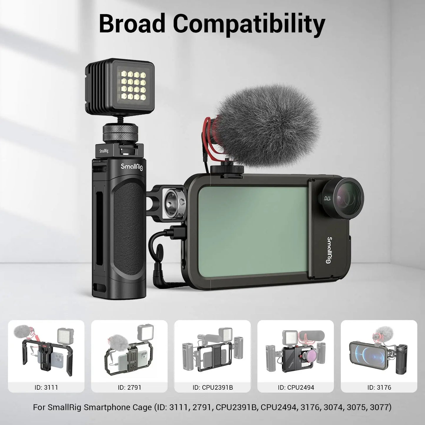 SmallRig Side Handle for iPhone 14 Smartphone Cage Phone Video Rig Lightweight 1/4 Threads Universal Quick Release Handgrip 2772