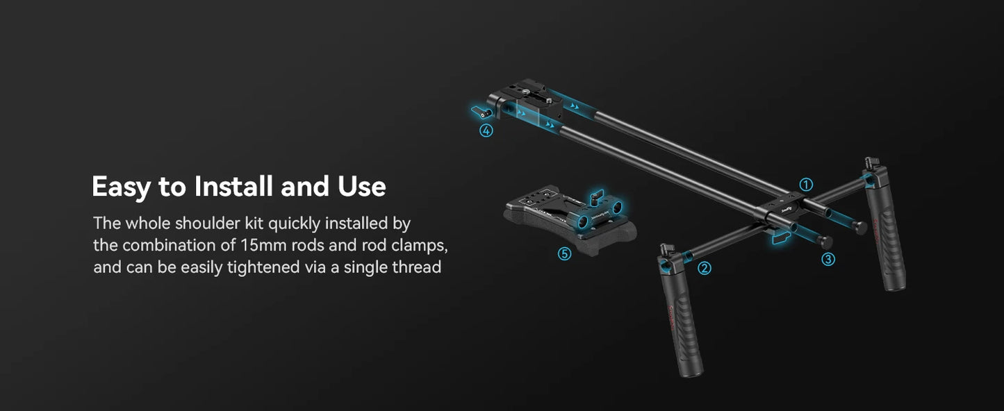 SmallRig Universal Shoulder Platform Kit Camera Shoulder Rig 15mm Rod Support System Camera for DSLR Camcorder 2896C