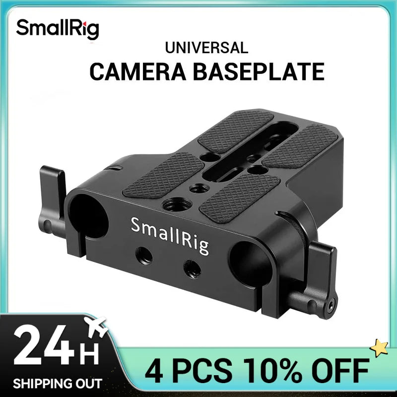 SmallRig Universal Camera Base Plate with 15mm Rod Rail Clamp for Sony A6500/A6600 for Panasonic GH5 For Sony Camera Cage