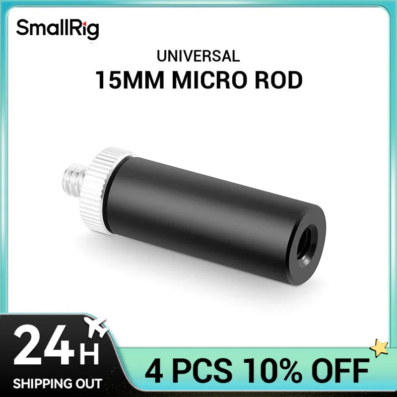 SMALLRIG Standard 15mm Micro Rod 1.5 Inches Long with 1/4" Male Female Thread for Clamp Mount 915