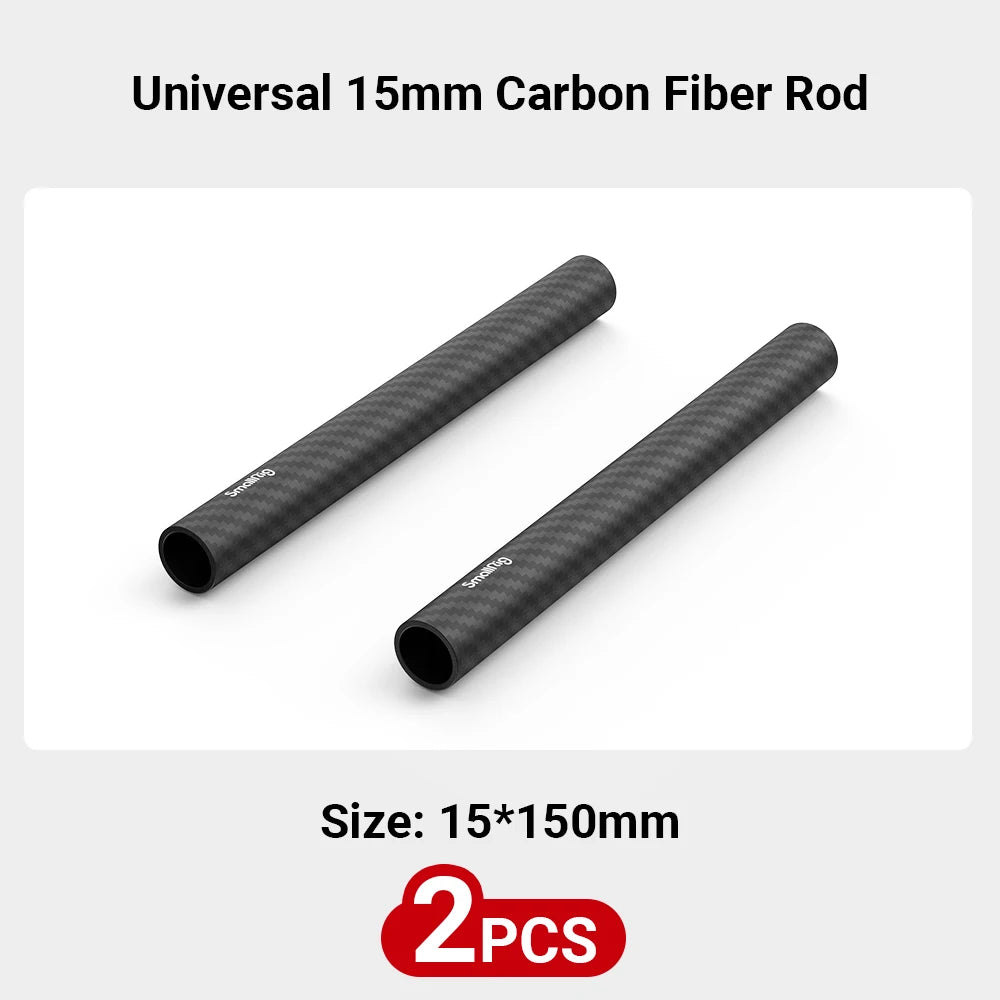 SmallRig 15mm Carbon Fiber Rod 4 inch Long for 15mm Rod Light Weight Support System DSLR Camera Rig - 1871 (2PCS Pack)