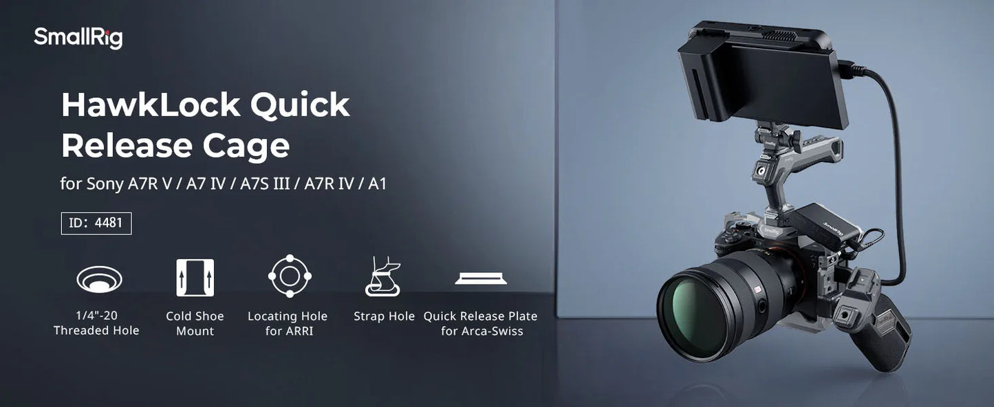 SmallRig HawkLock Quick Release Cage for Sony Alpha 7R V / Alpha 7 IV / Alpha 7S III / Alpha 1 / Alpha 7R IV 4481
