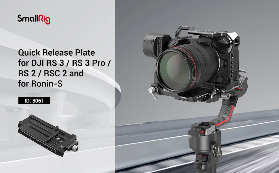 SmallRig Quick Release Plate for DJI RS 2/ RSC 2 / RS 3 / RS 3 Pro / RS 4 / RS 4 Pro Gimbal with Arca-Swiss Perfectly Match 3061