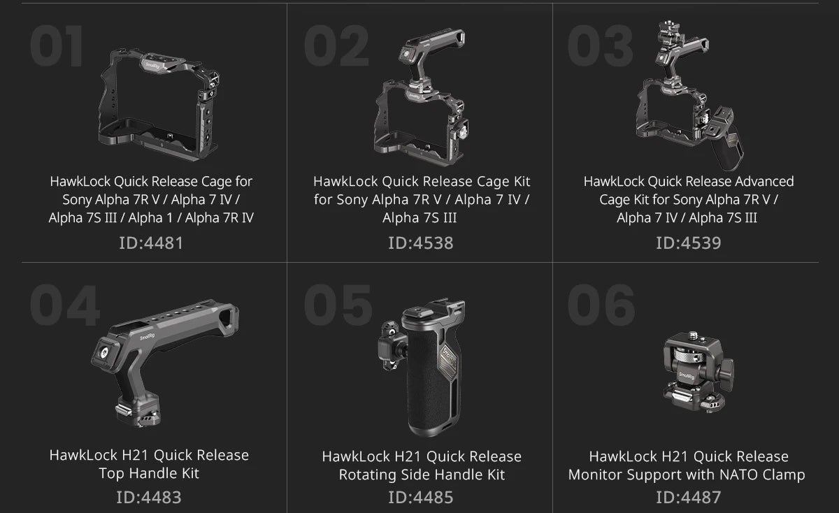 SmallRig HawkLock H21 Quick Release Rotating Side Handle Kit, Rotate 360° , Suit for H21 Quick Release Sliderl, Cages, Plates