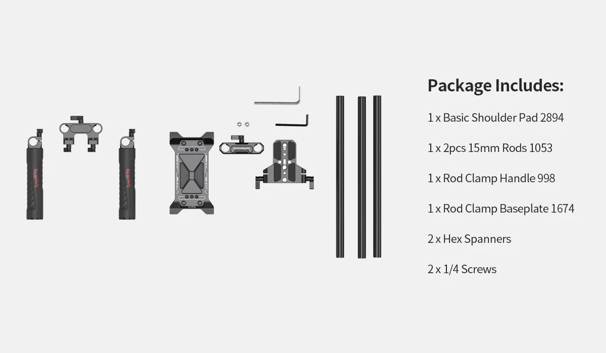 SmallRig Universal Basic Camera Shoulder Mount Kit , Mirrorless, and Small Camera Shoulder Rig - 2896C
