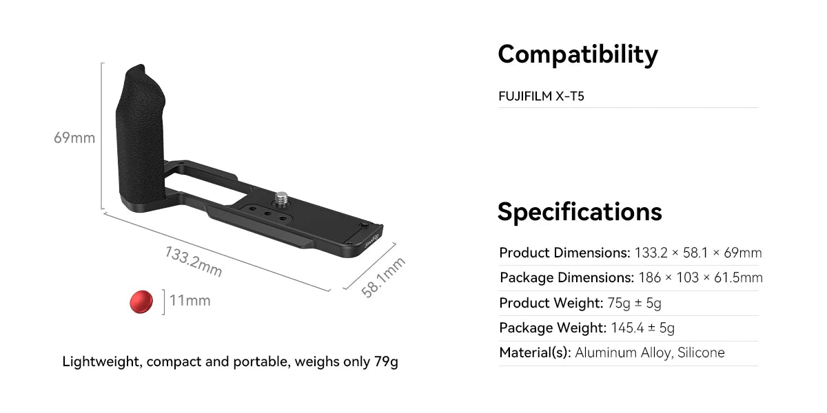 SmallRig Portable L-Shape Grip for FUJIFILM X-T5