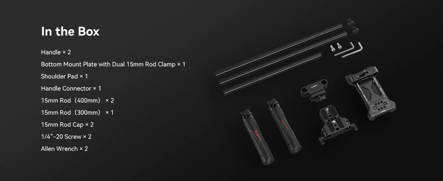 SmallRig Universal Shoulder Platform Kit Camera Shoulder Rig 15mm Rod Support System Camera for DSLR Camcorder 2896C