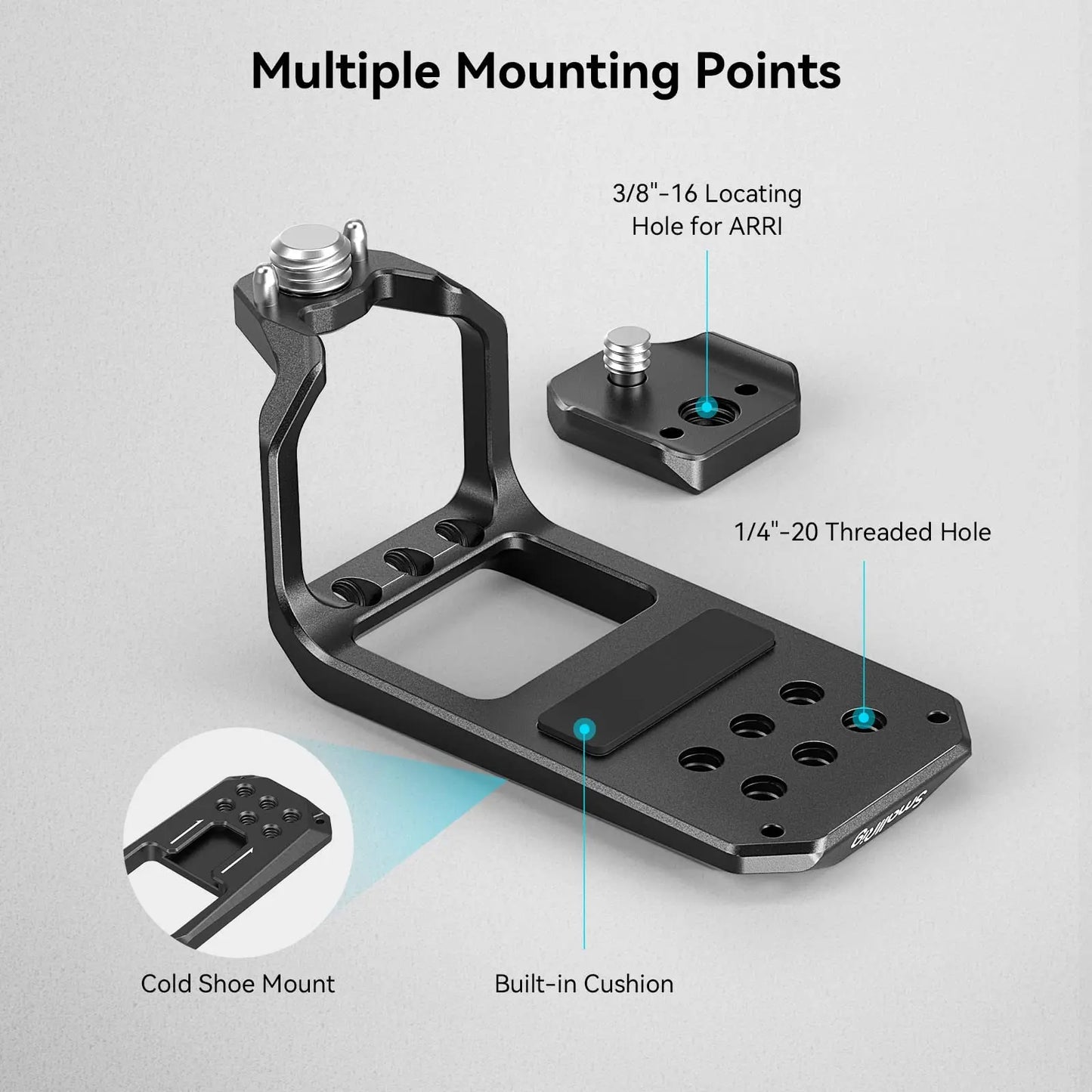 SmallRig Top Plate for Sony FX30 / FX3 XLR Unit to Protect for Sony FX3 XLR Handle with 1/4'' Threaded Holes Cold Shoe MD3990