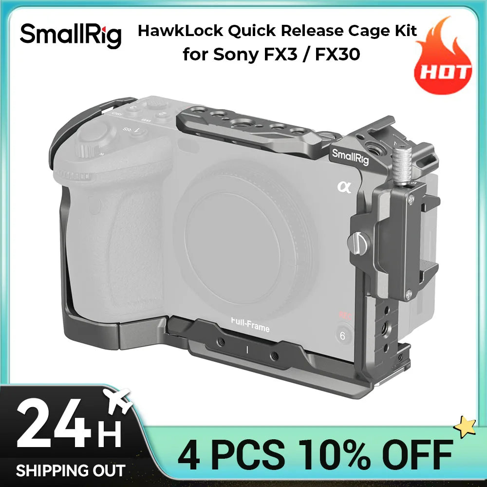 SmallRig FX3 / FX30 Cage,HawkLock Quick Release Cage Kit for Sony FX3 / FX30 with Cable Clamp Multiple Mounting Points 4770