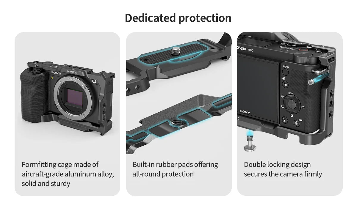 SmallRig for Sony ZVE10 Camera Cage with Silicone Cage handle Built-in Arca quick release plate Cage Rig Kit for Sony ZVE10 3538