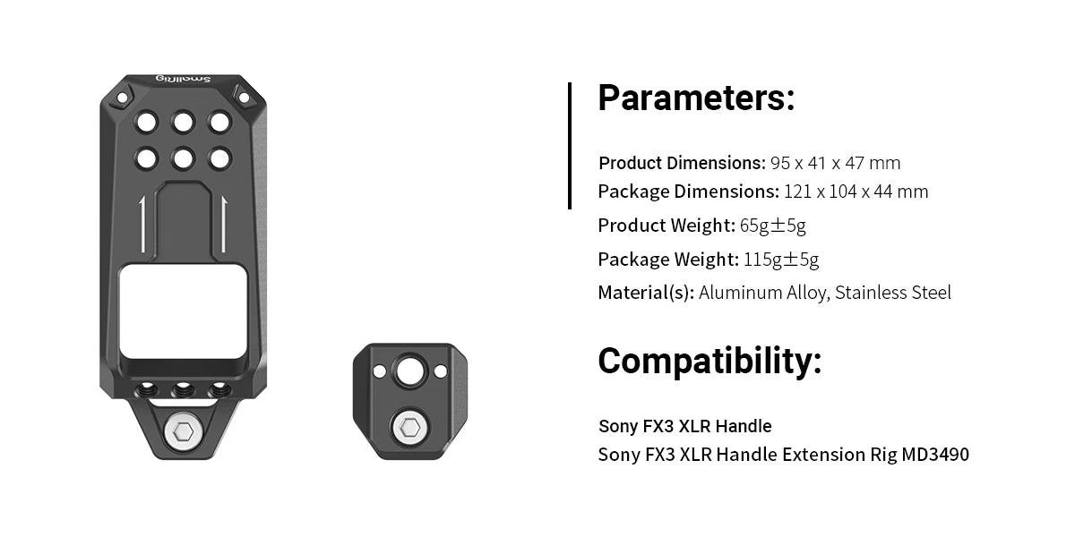 SmallRig Top Plate for Sony FX30 / FX3 XLR Unit to Protect for Sony FX3 XLR Handle with 1/4'' Threaded Holes Cold Shoe MD3990
