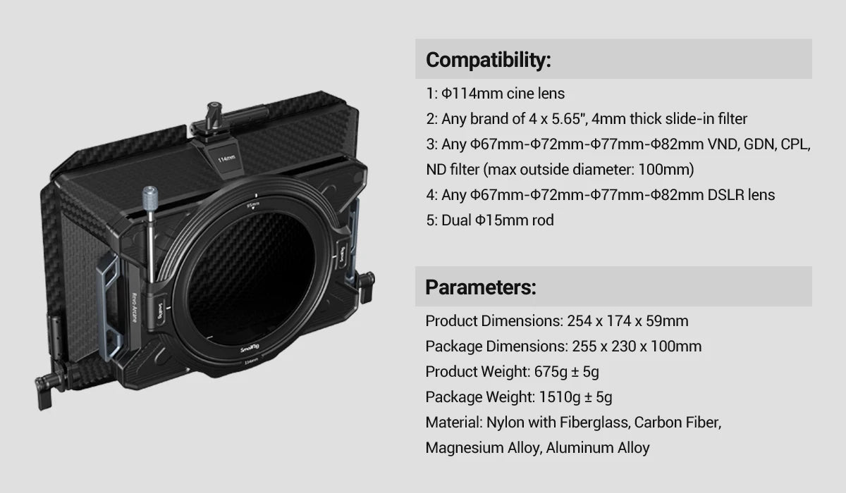 SmallRig Multifunctional Modular Matte Box (Φ114mm) Basic Kit for DSLR Cameras All-Round Light Blocking Quick Disassembly