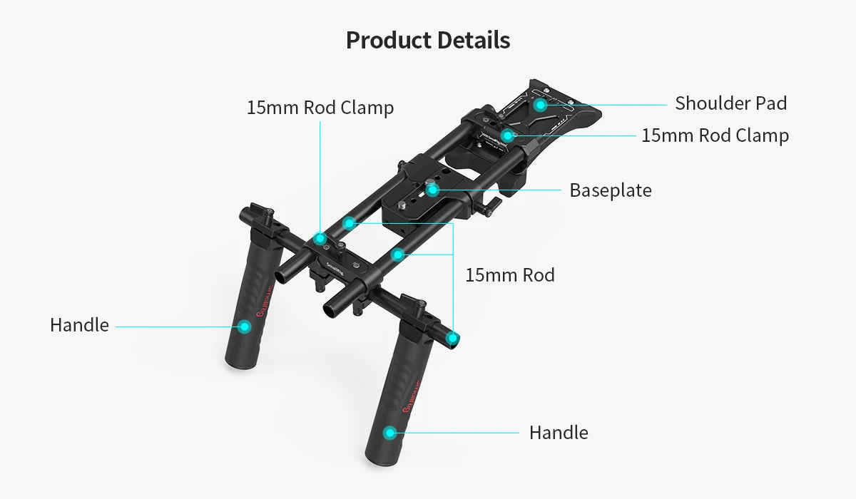 SmallRig Universal Basic Camera Shoulder Mount Kit , Mirrorless, and Small Camera Shoulder Rig - 2896C