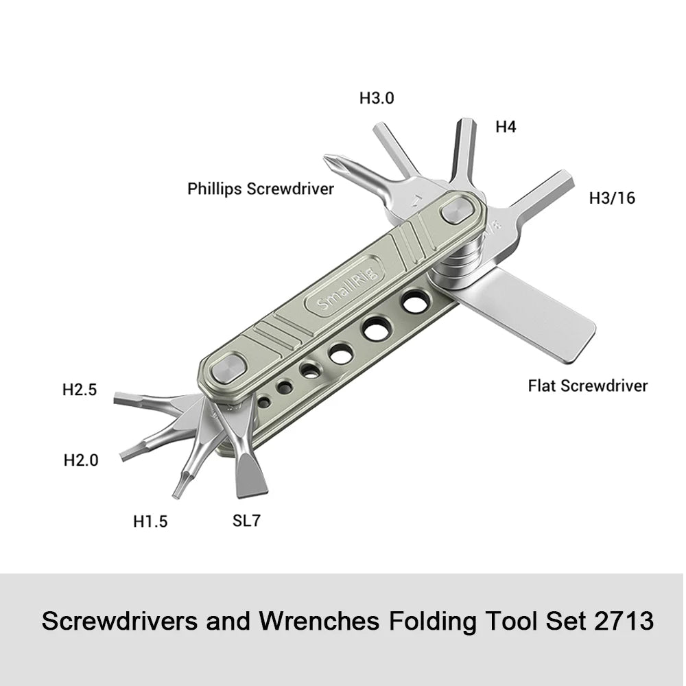 SMALLRIG Universal Folding Tool Multi-Tool for Videographers, Tool Set with Nine Functional Tools Included Multi-Tool for Camera