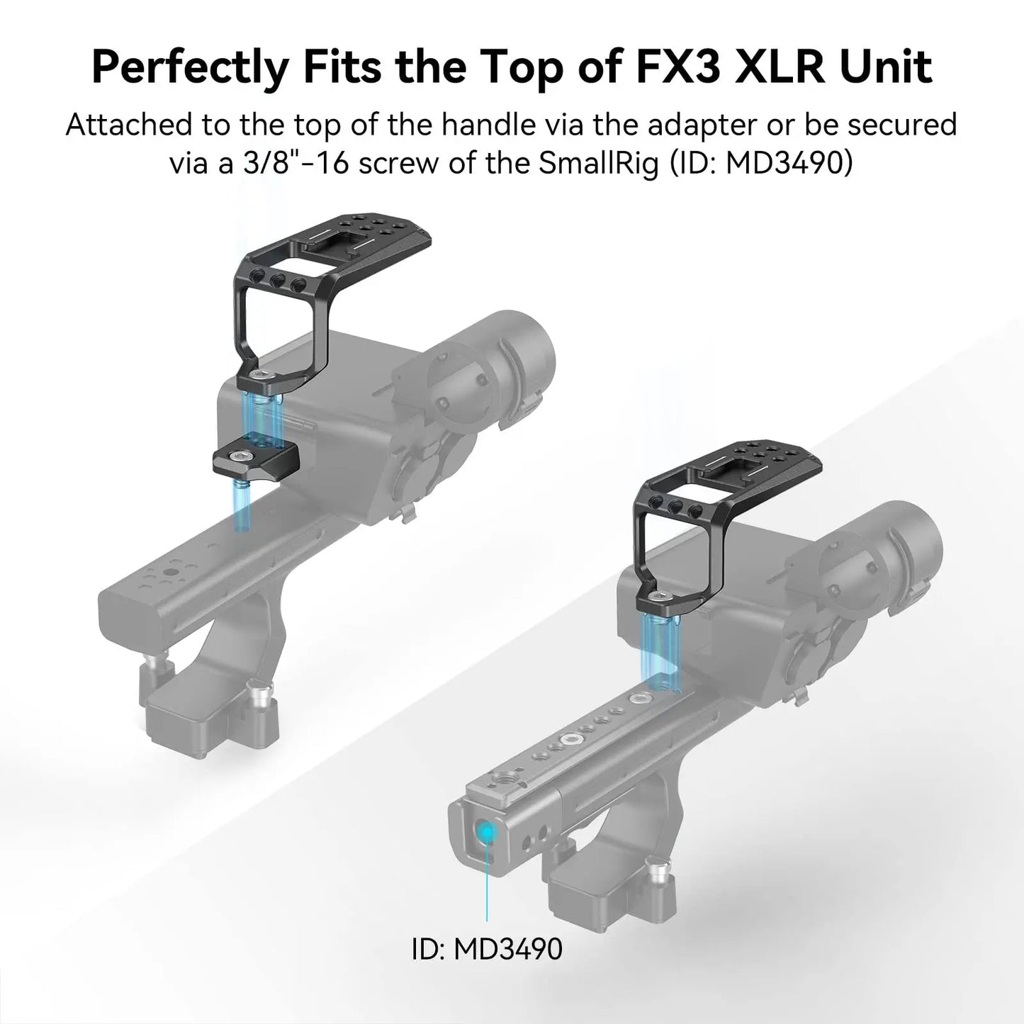 SmallRig Top Plate for Sony FX30 / FX3 XLR Unit to Protect for Sony FX3 XLR Handle with 1/4'' Threaded Holes Cold Shoe MD3990