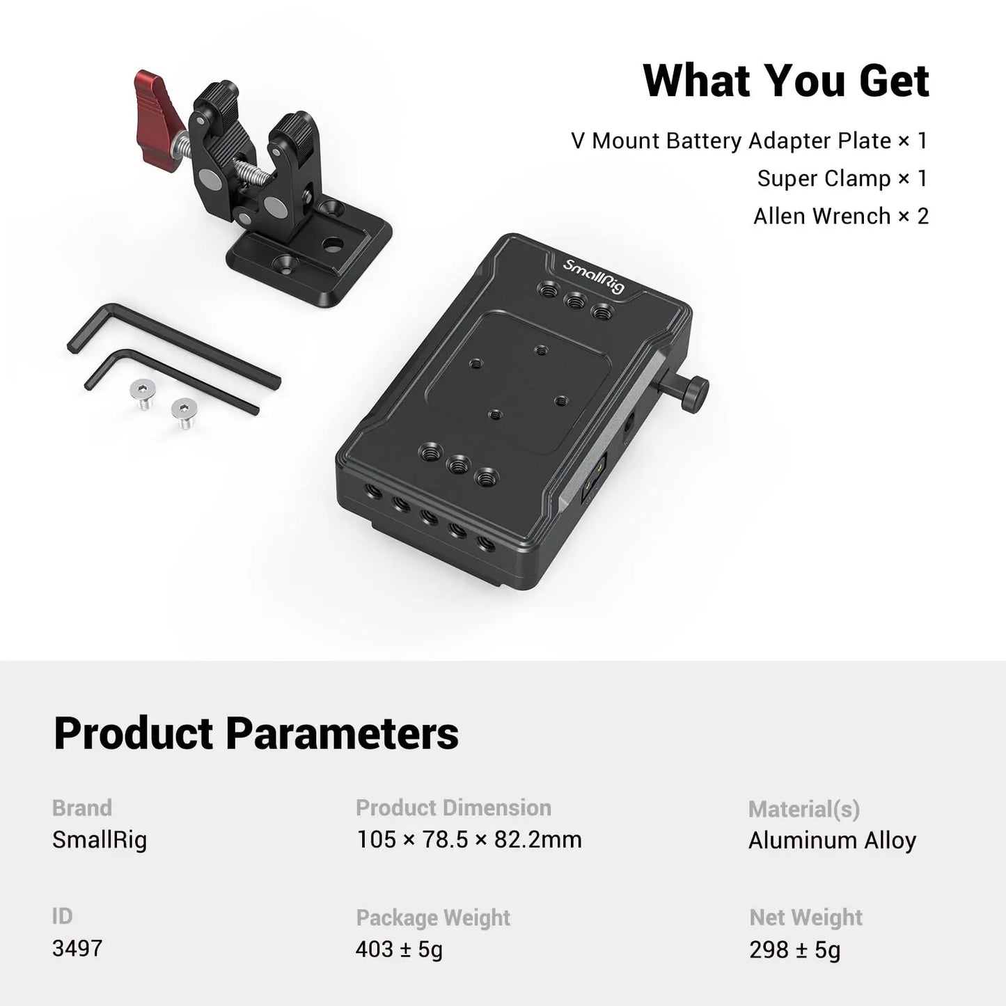 SmallRig V Mount Battery Adapter Plate Power Supply Splitter with Super Clamp Mount For Sony For Canon DSLR Camera 3497