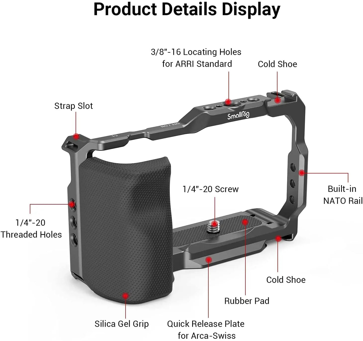 SmallRig for Sony ZVE10 Camera Cage with Silicone Cage handle Built-in Arca quick release plate Cage Rig Kit for Sony ZVE10 3538