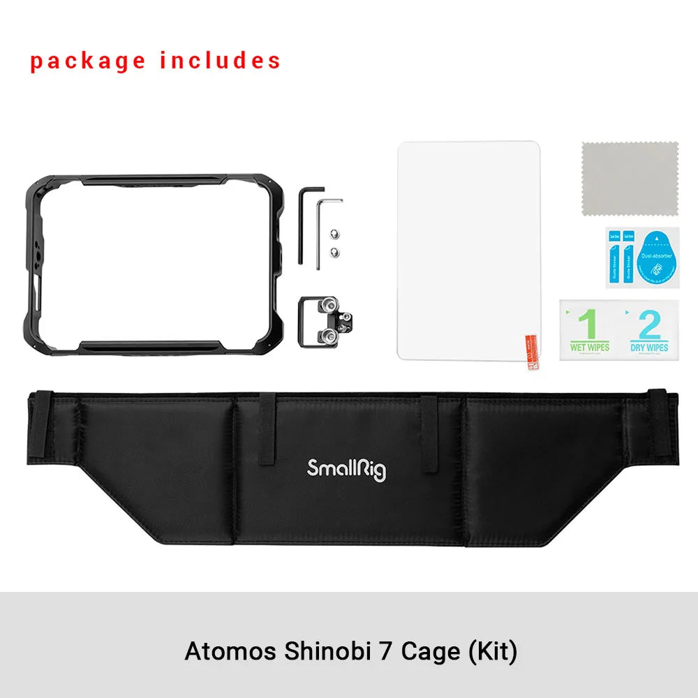 SmallRig Cage for Atomos Shinobi 7 Monitor Camera Cage Aluminium alloy DSLR On-Camera Monitor Rig Kit 3456