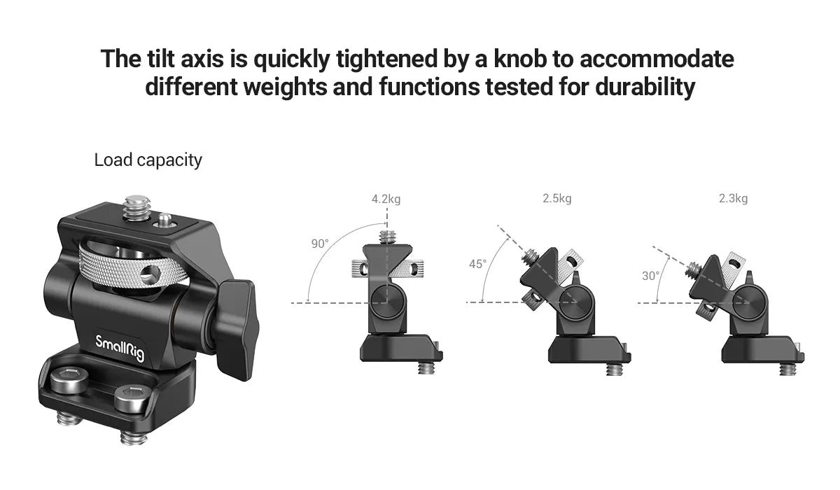 SmallRig DSLR Camera Clamp Swivel and Tilt Adjustable Monitor Mount w/ Screws Mount for Monitor Flash Light DIY Attachment 2904B