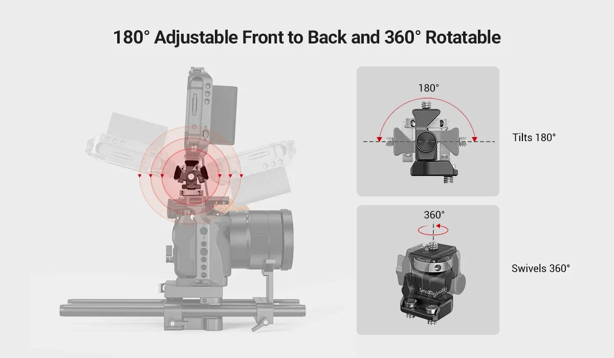 SmallRig DSLR Camera Clamp Swivel and Tilt Adjustable Monitor Mount w/ Screws Mount for Monitor Flash Light DIY Attachment 2904B
