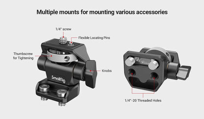 SmallRig DSLR Camera Clamp Swivel and Tilt Adjustable Monitor Mount w/ Screws Mount for Monitor Flash Light DIY Attachment 2904B