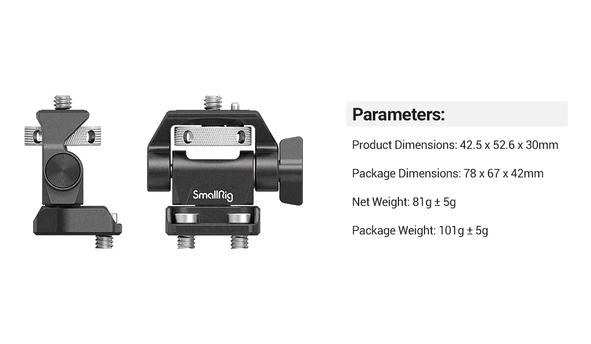 SmallRig DSLR Camera Clamp Swivel and Tilt Adjustable Monitor Mount w/ Screws Mount for Monitor Flash Light DIY Attachment 2904B